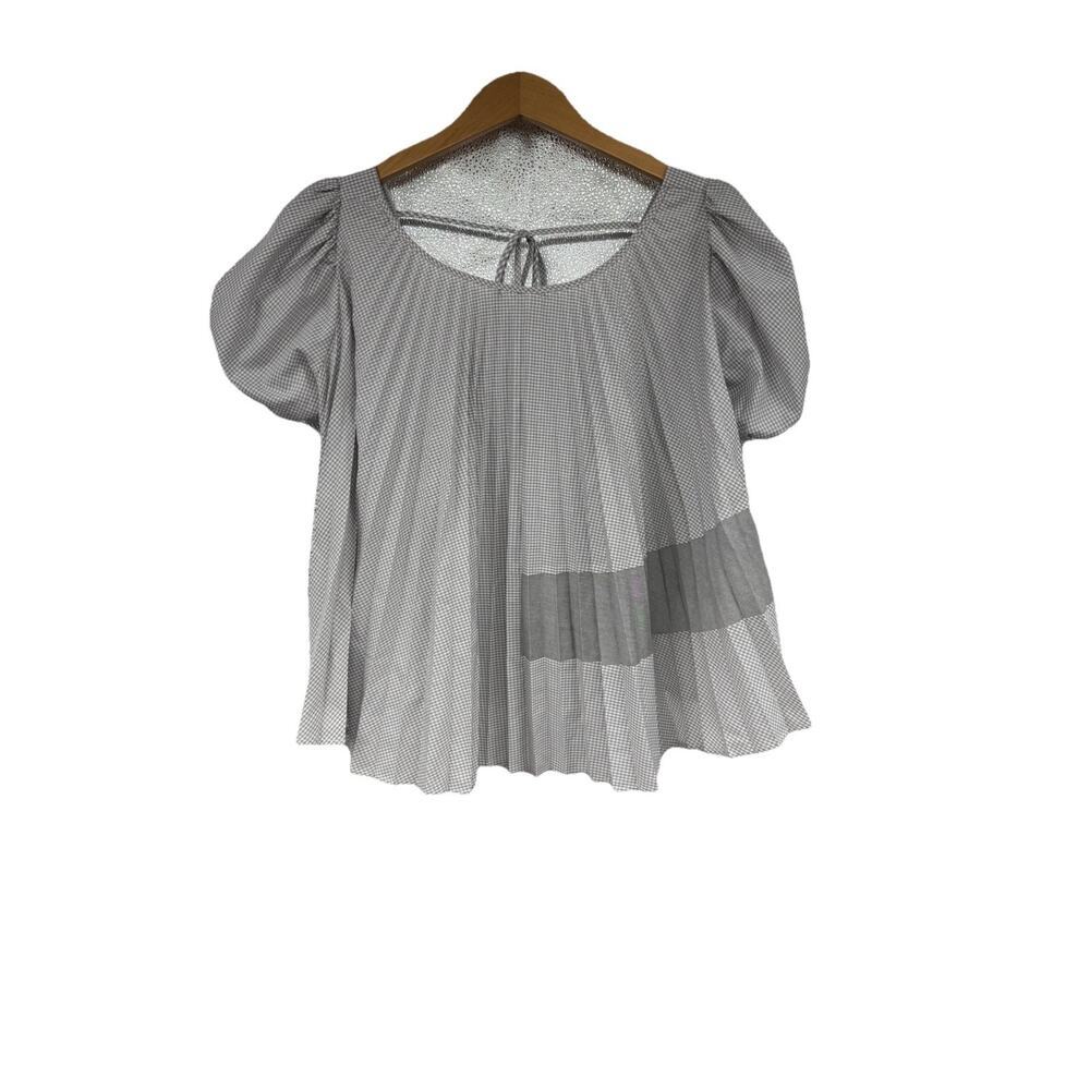 Manila Grace Patchwork Gingham Pleated Babydoll Top Cottage Core Womens 42 (L)